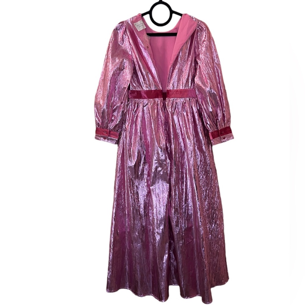 Tuckernuck Hyacinth House Pink Metallic Plisse Eloise Midi Dress Sz S - Picture 9 of 15